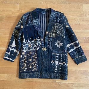 RARE OOAK art to wear 80s quilt coat COSMIC burning man ASTROLOGY sun jacket